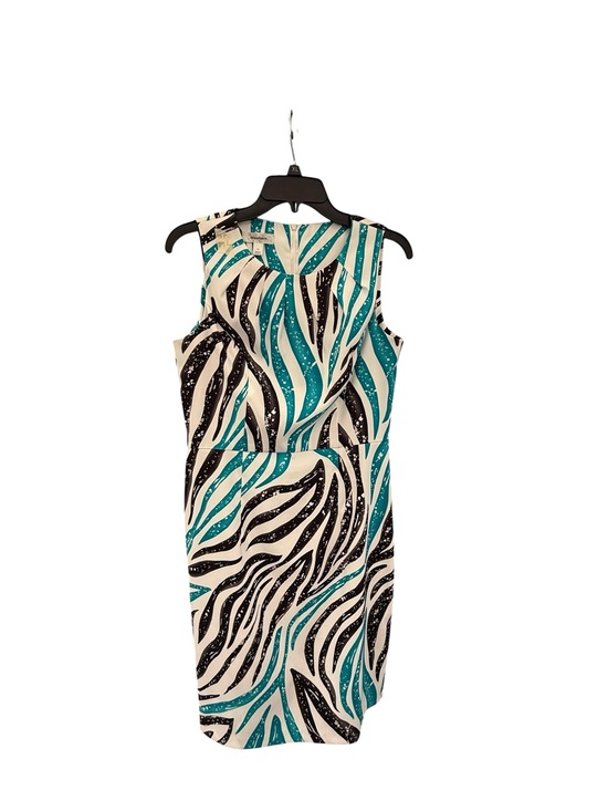 dressbarn Dresses & Skirts - Dressbarn Zebra Print Sheath Dress Size 10 Teal Black Ivory Sleeveless